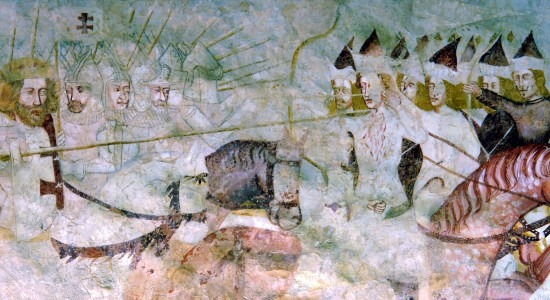 Cuman cavalry archers fighting against the Hungarian king