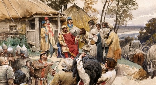 Grand Prince Igor extracting tribute from the Drevlians